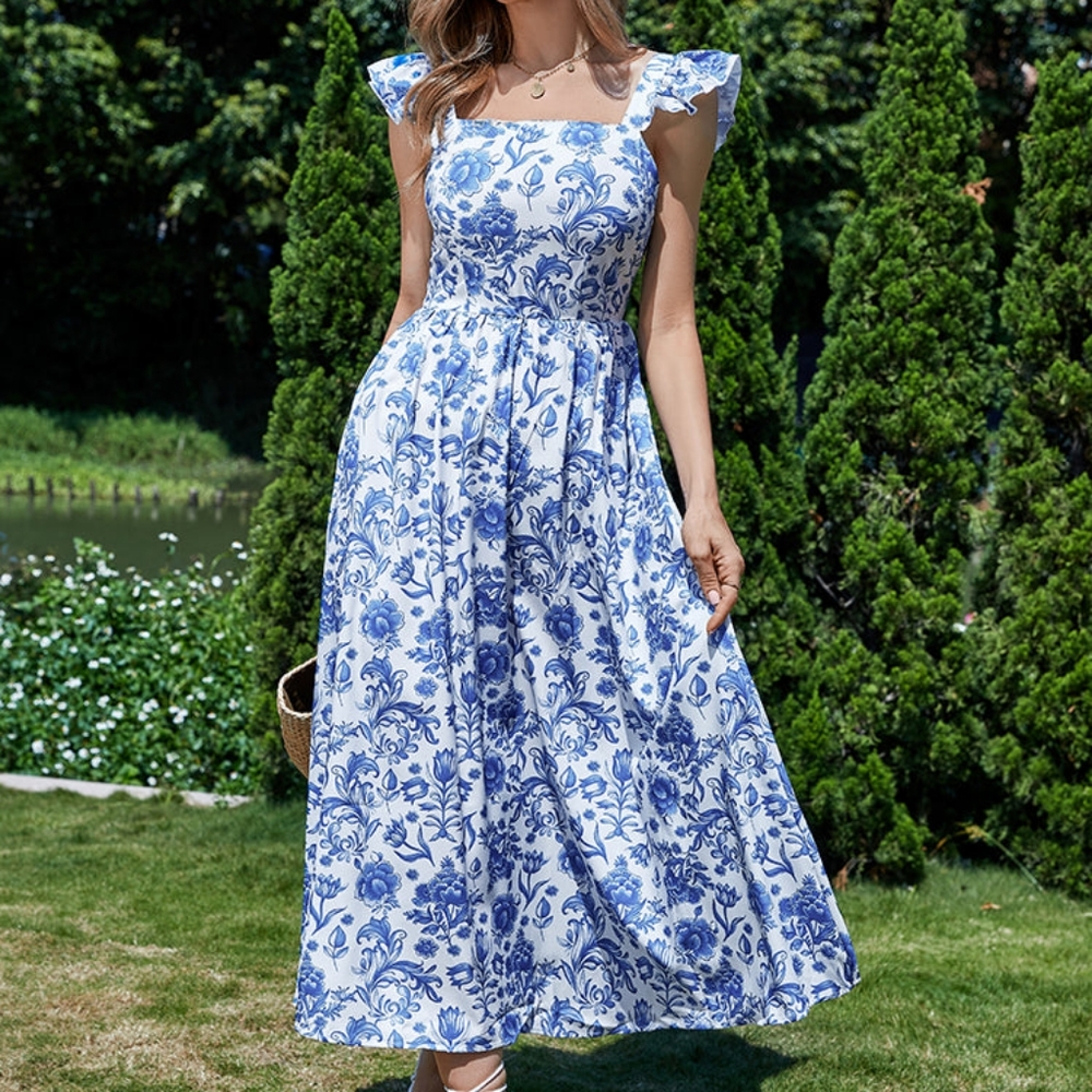 Cupshe NWT Effie Square Neck A-line Midi Dress